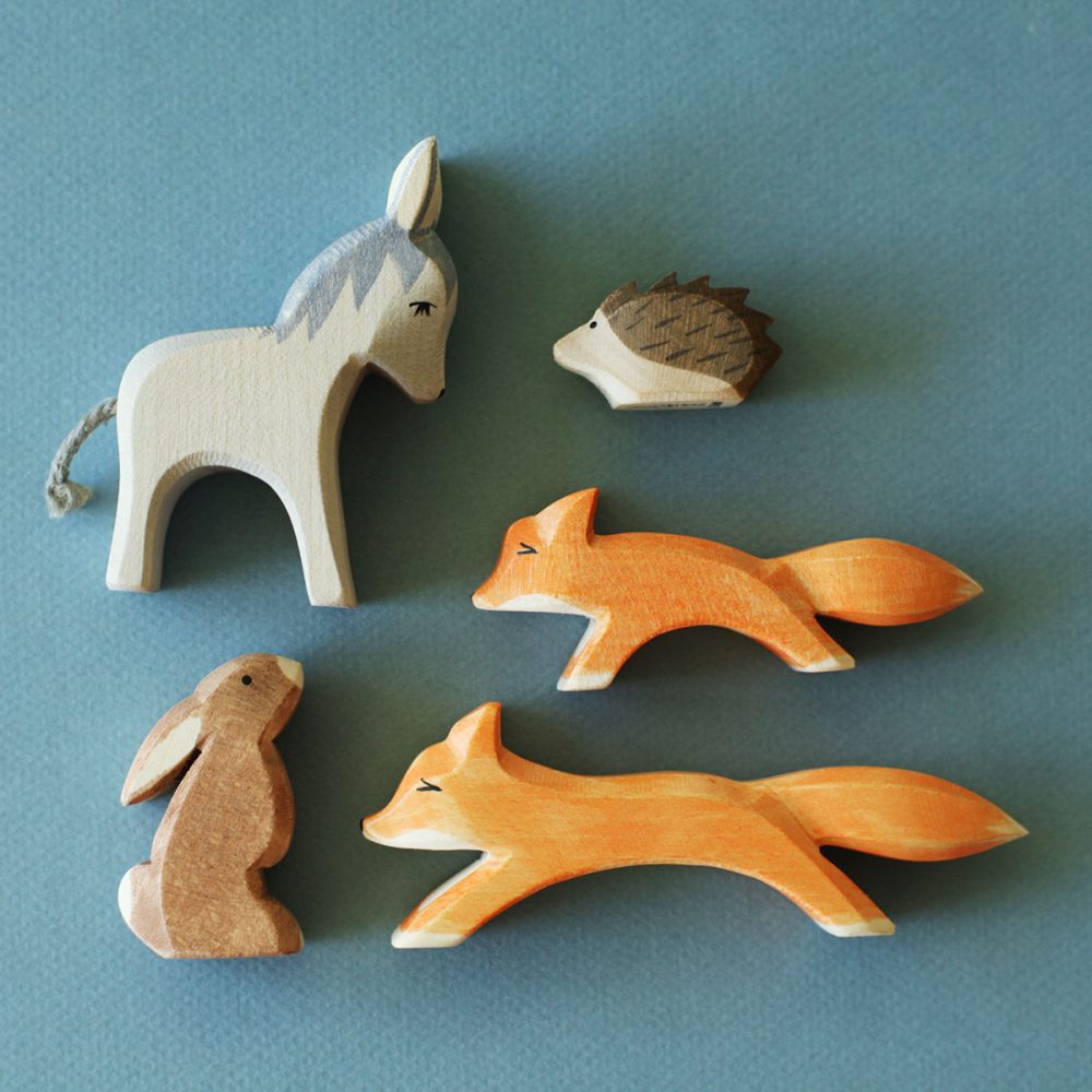 Wooden Toys - Donkey, Hedgehog, Rabbit, Fox