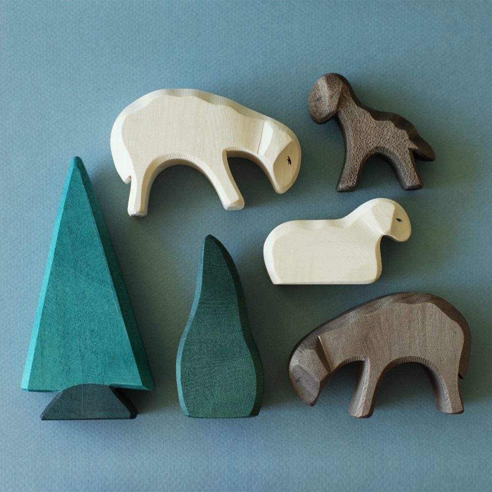 Wooden Toys - Spruce, Bush, Sheep, Lamb