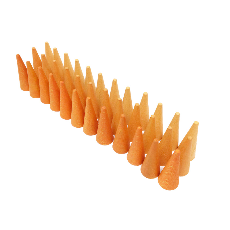 Wood Mandala Cones 36 pcs (Oranges)