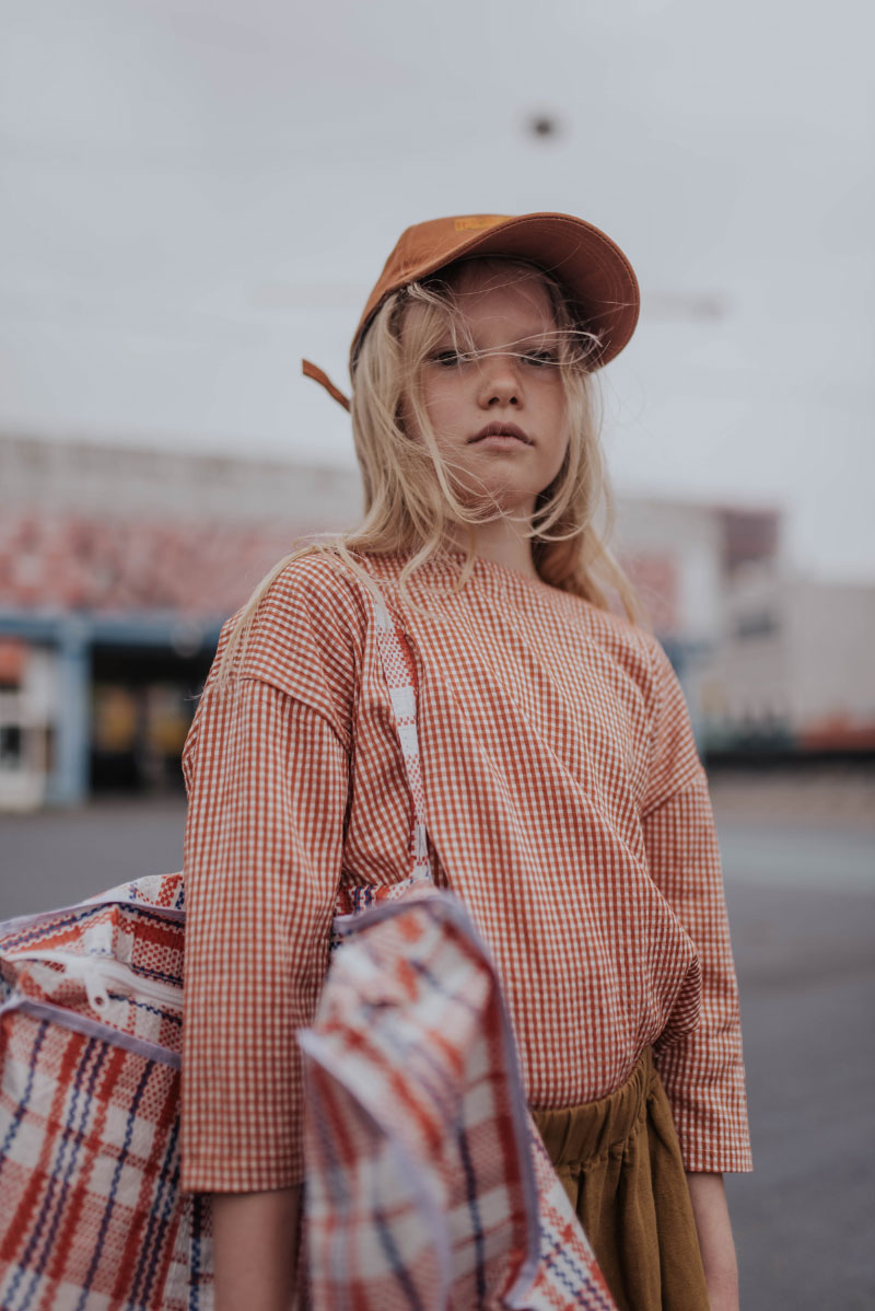 Woven Tee Copper Check