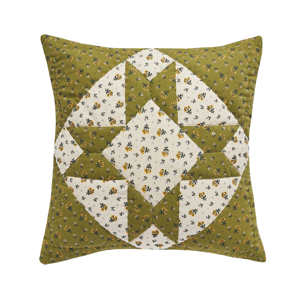 Leinikki Patchwork Cushion, Olive