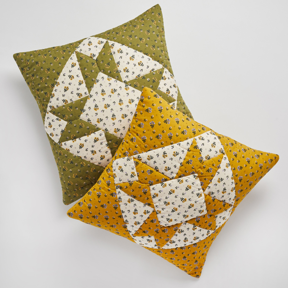 Leinikki Patchwork Cushion, Olive