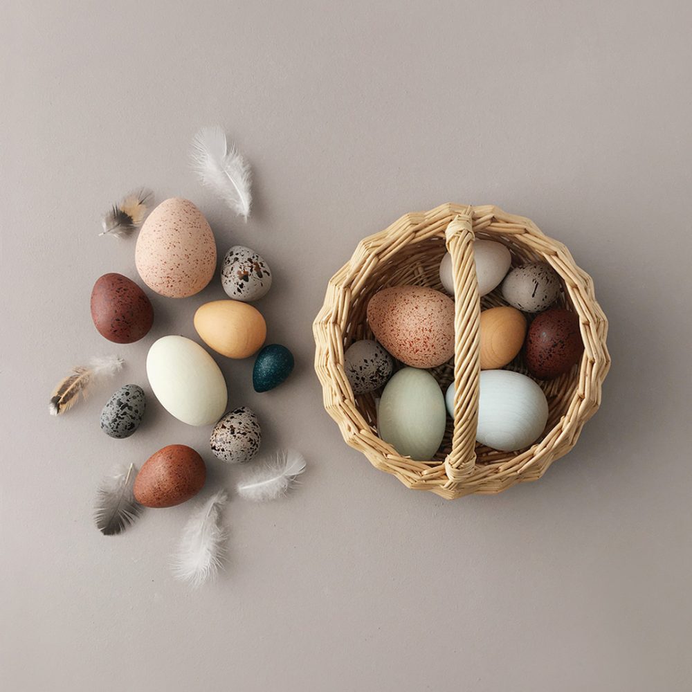 A Dozen Bird Eggs In A Basket