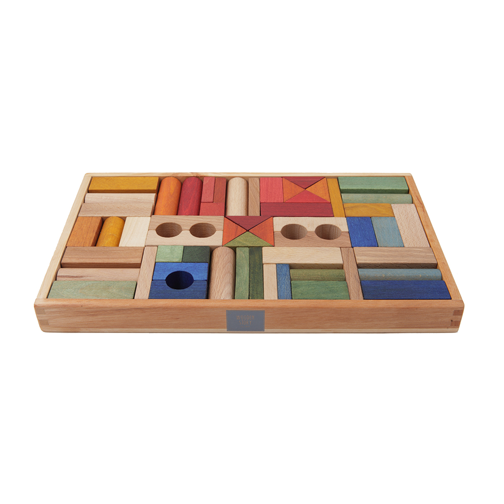 Rainbow Blocks In Tray - 54 pcs