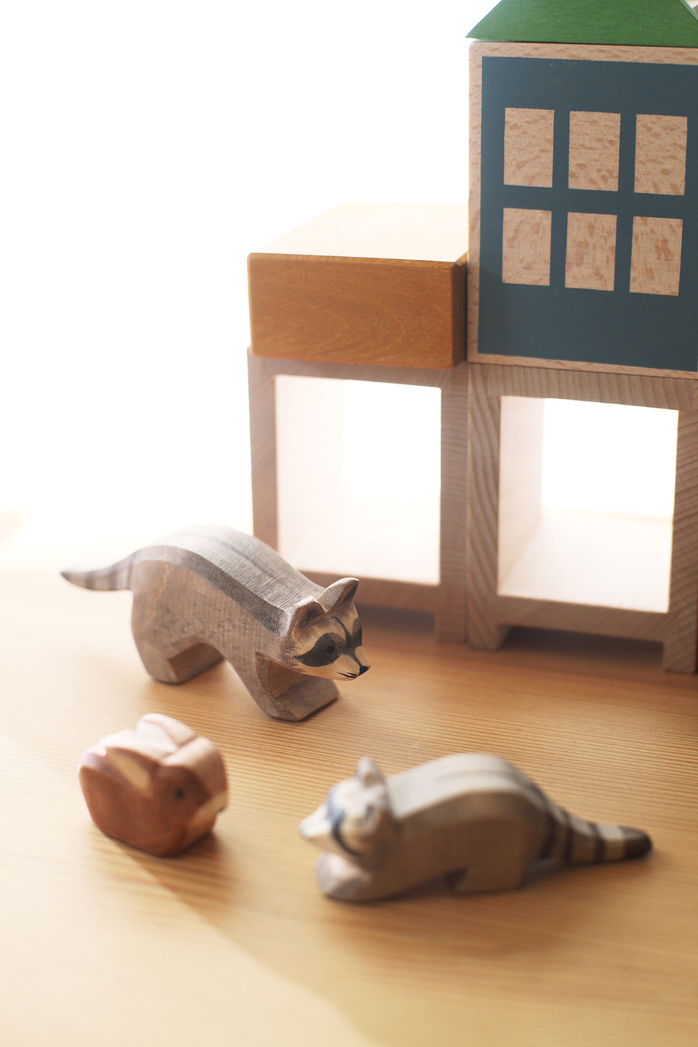 Wooden Toy - Raccoon, Son, Rabbit