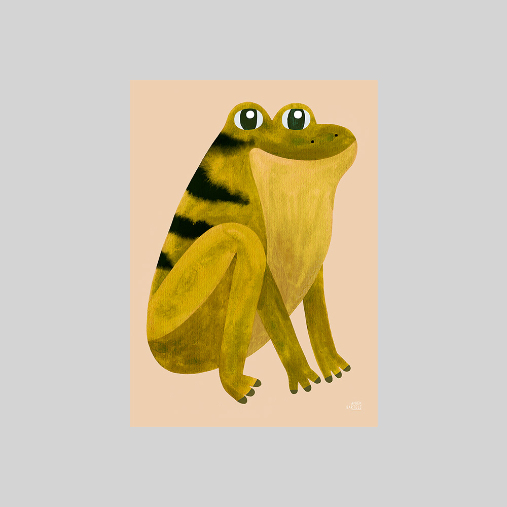 Print - Grinning Frog By Aniek Bartels