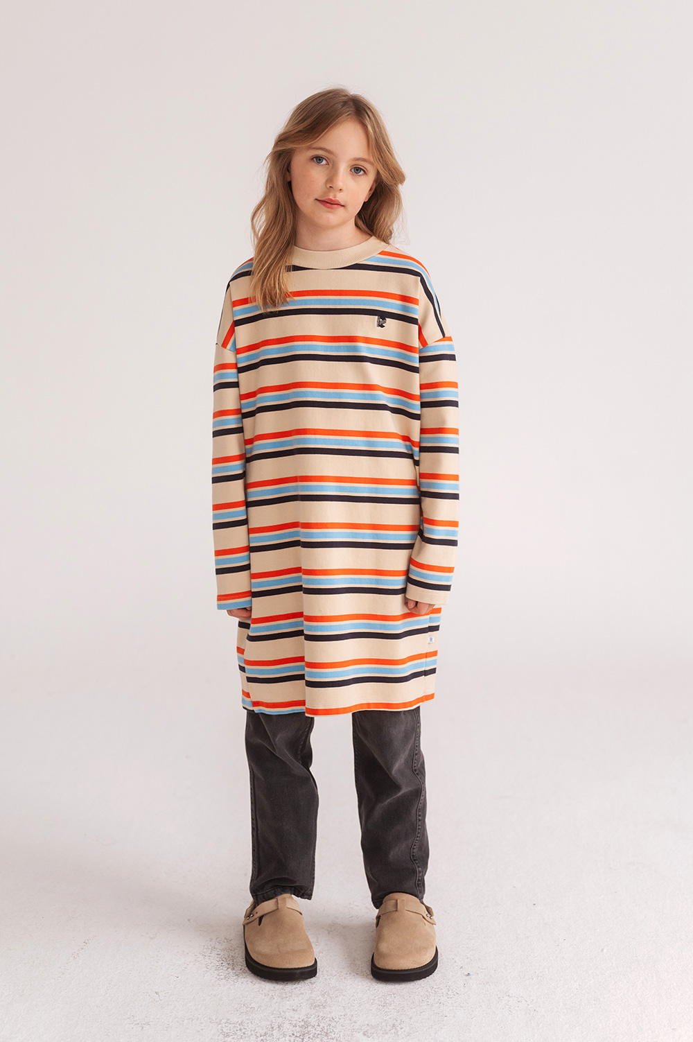 Oversized Boxy Sweat Dress - Multi Crème Brûlée Stripe