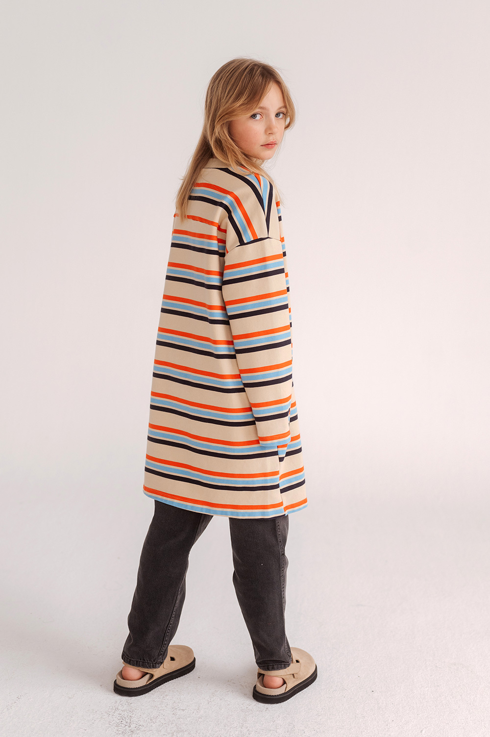 Oversized Boxy Sweat Dress - Multi Crème Brûlée Stripe