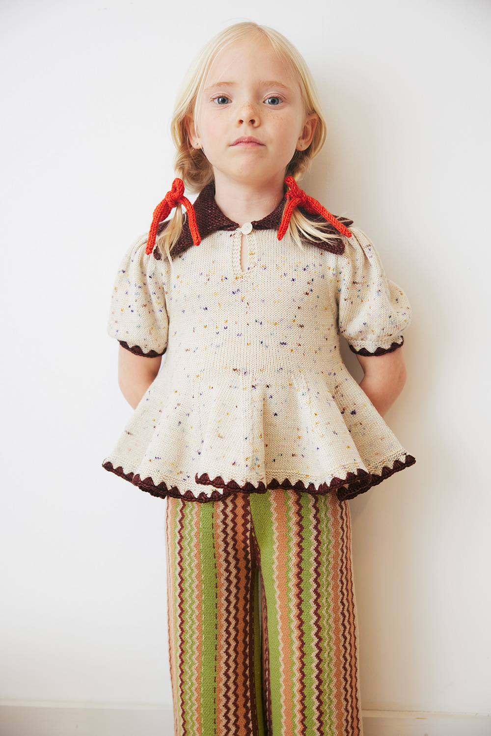 Crochet Trim Puff Top - Iris Confetti