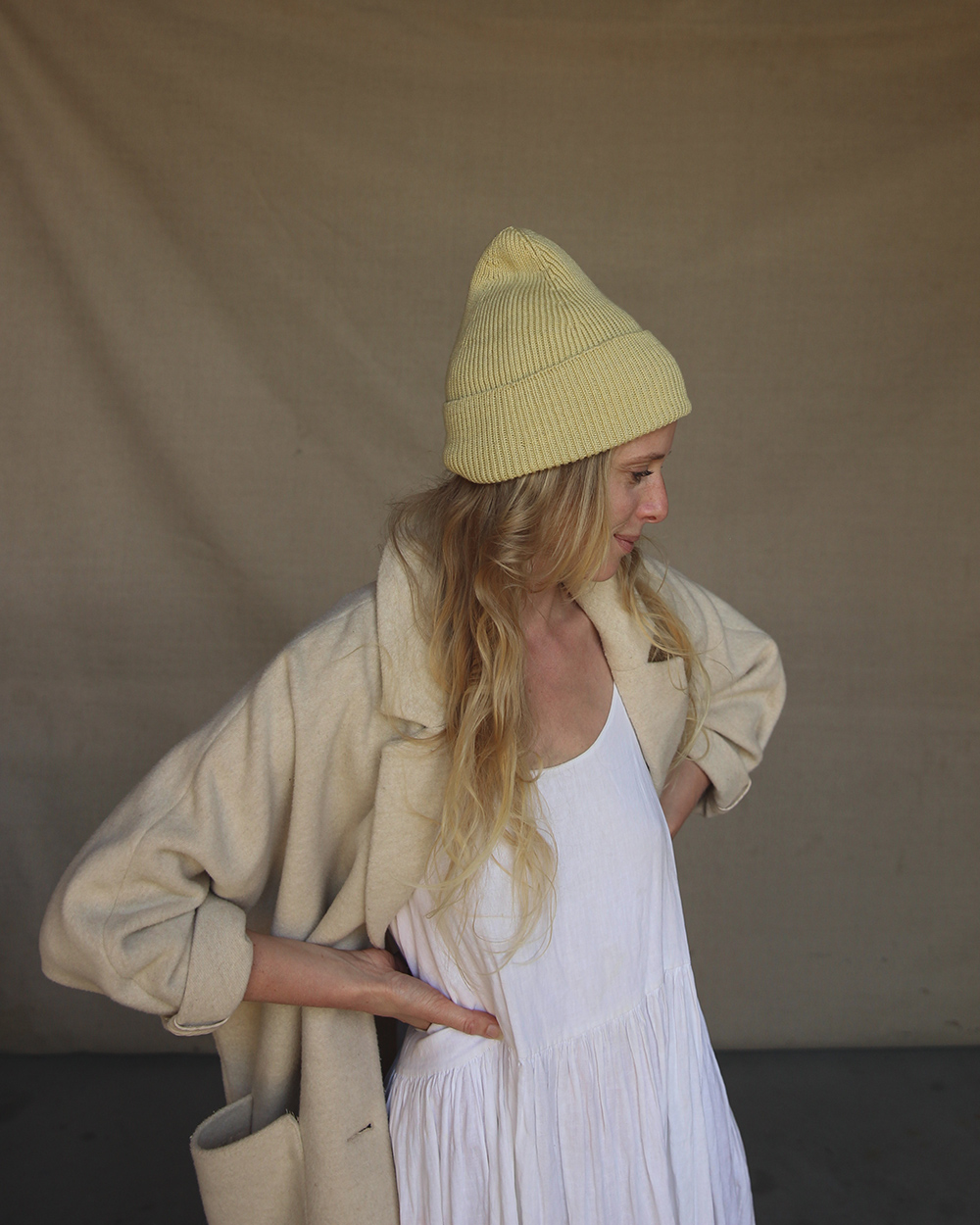 Adult Beanie Cobalt Light Yellow