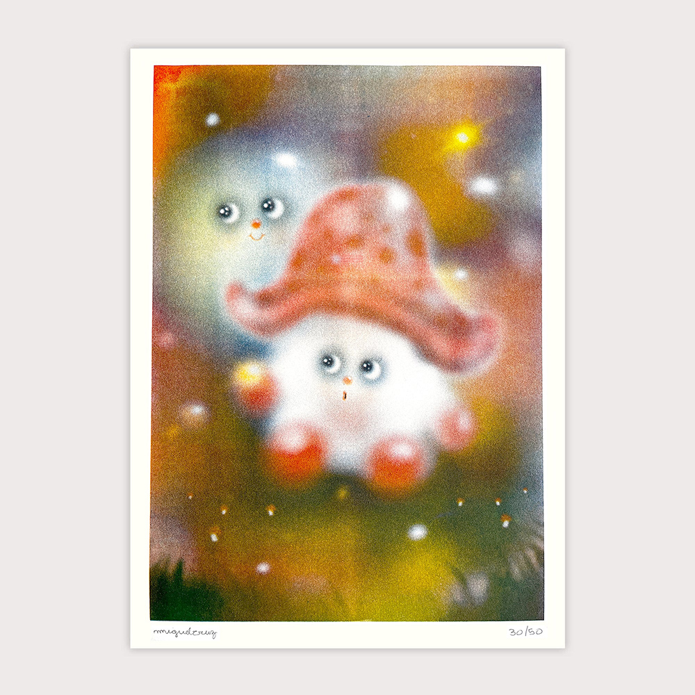 Mushroom Print In Black Frame