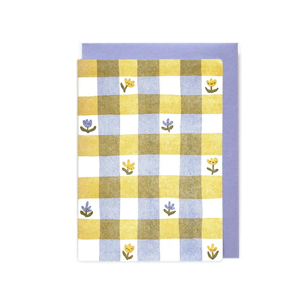 Gingham Flower Letterpress Cards Set of 5