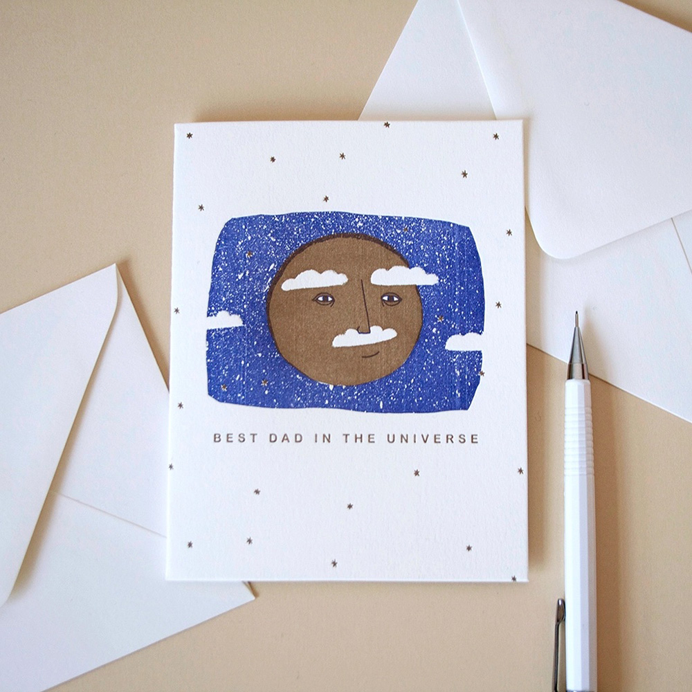 Best Dad in the Universe Letterpress Card