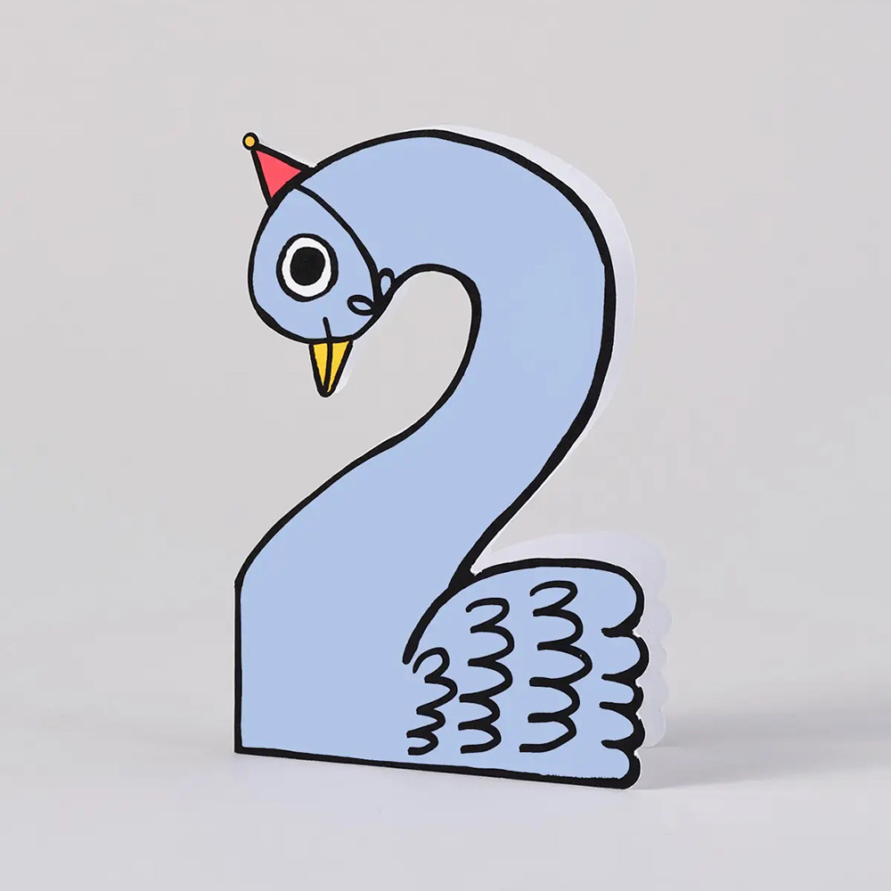 Swan 2nd Birthday Kid's Birthday Number Card