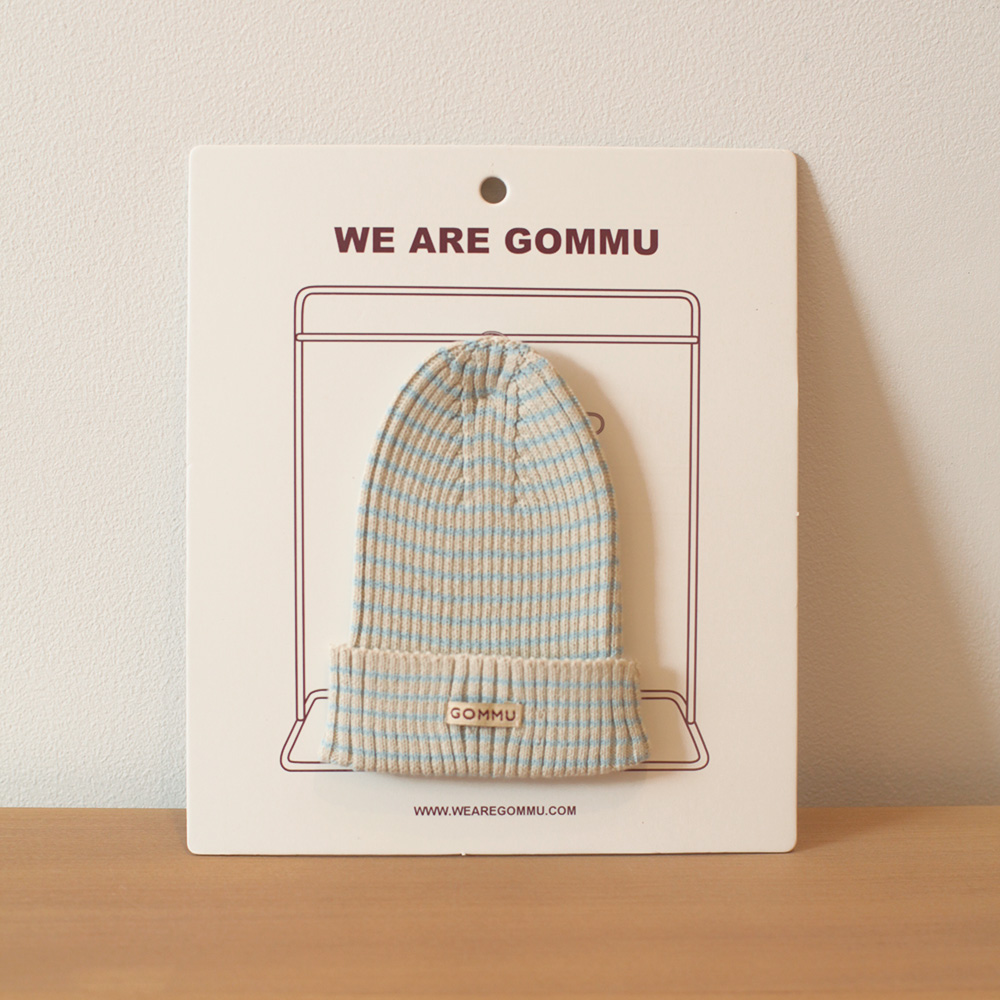 Gommu Stripes Beanie - Blue Sky/ Sand