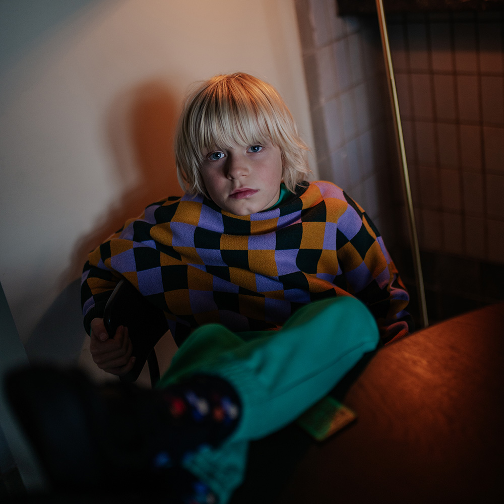 Knit Slouchy Sweater - Multi Bb Check