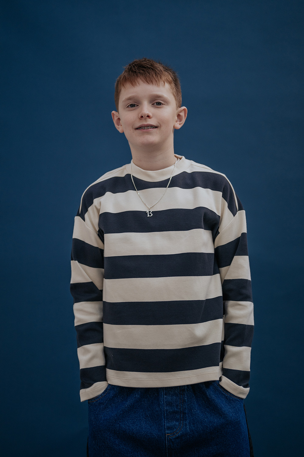 Oversized Boxy Sweater - Graphite Night Block Stripe