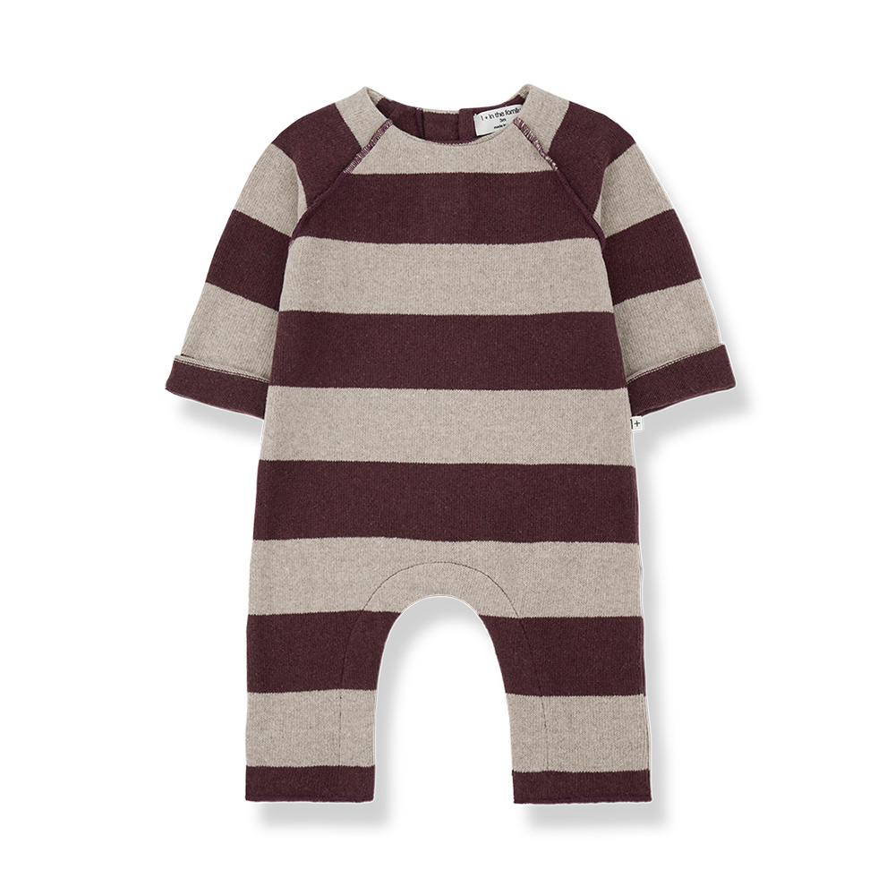 Wolfgang Wide Stripe Fleece Jumpsuit - Eggplant