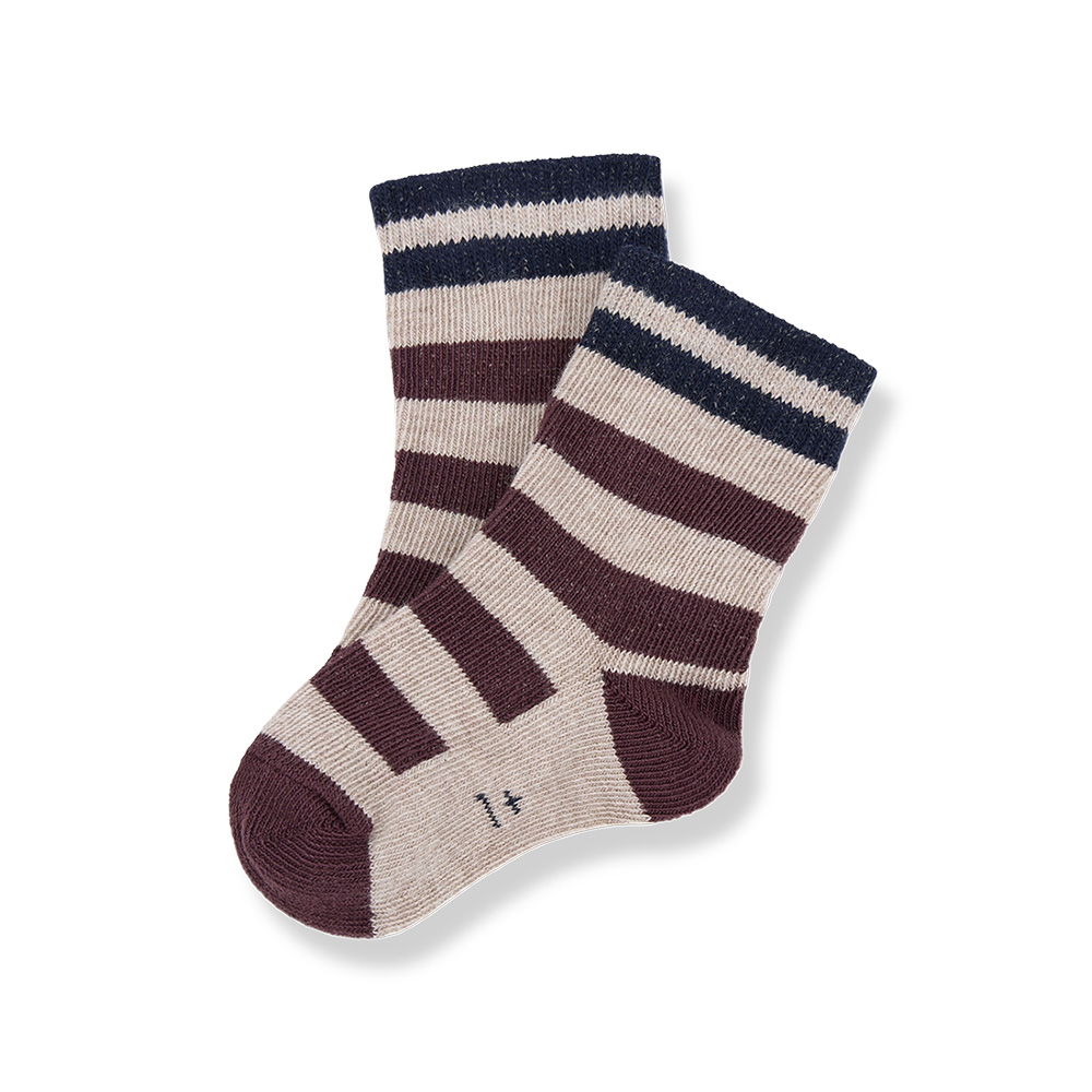 Baby Striped Socks - Eggplant