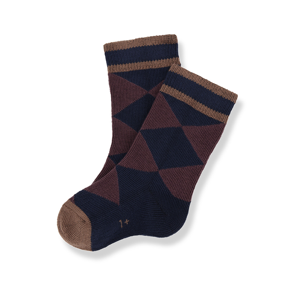 Baby Intarsia Socks - Dark Blue