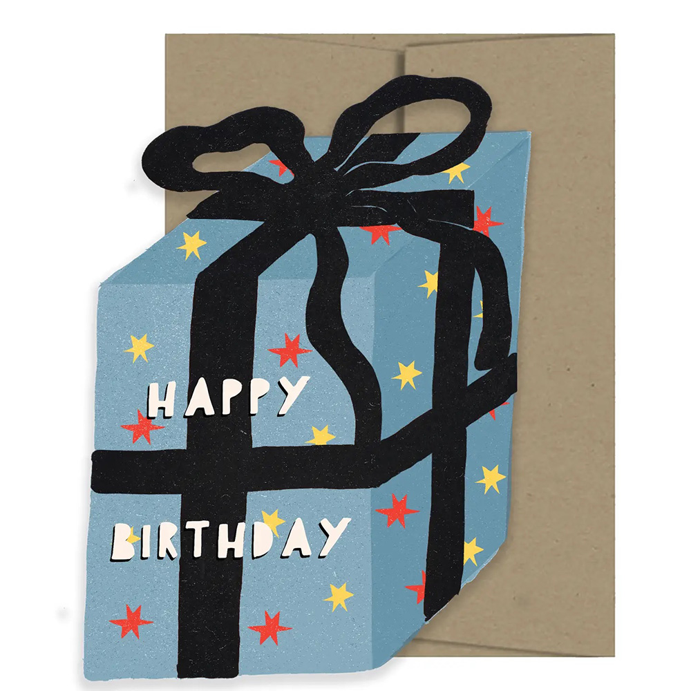 Blue Gift Birthday Die Cut Card