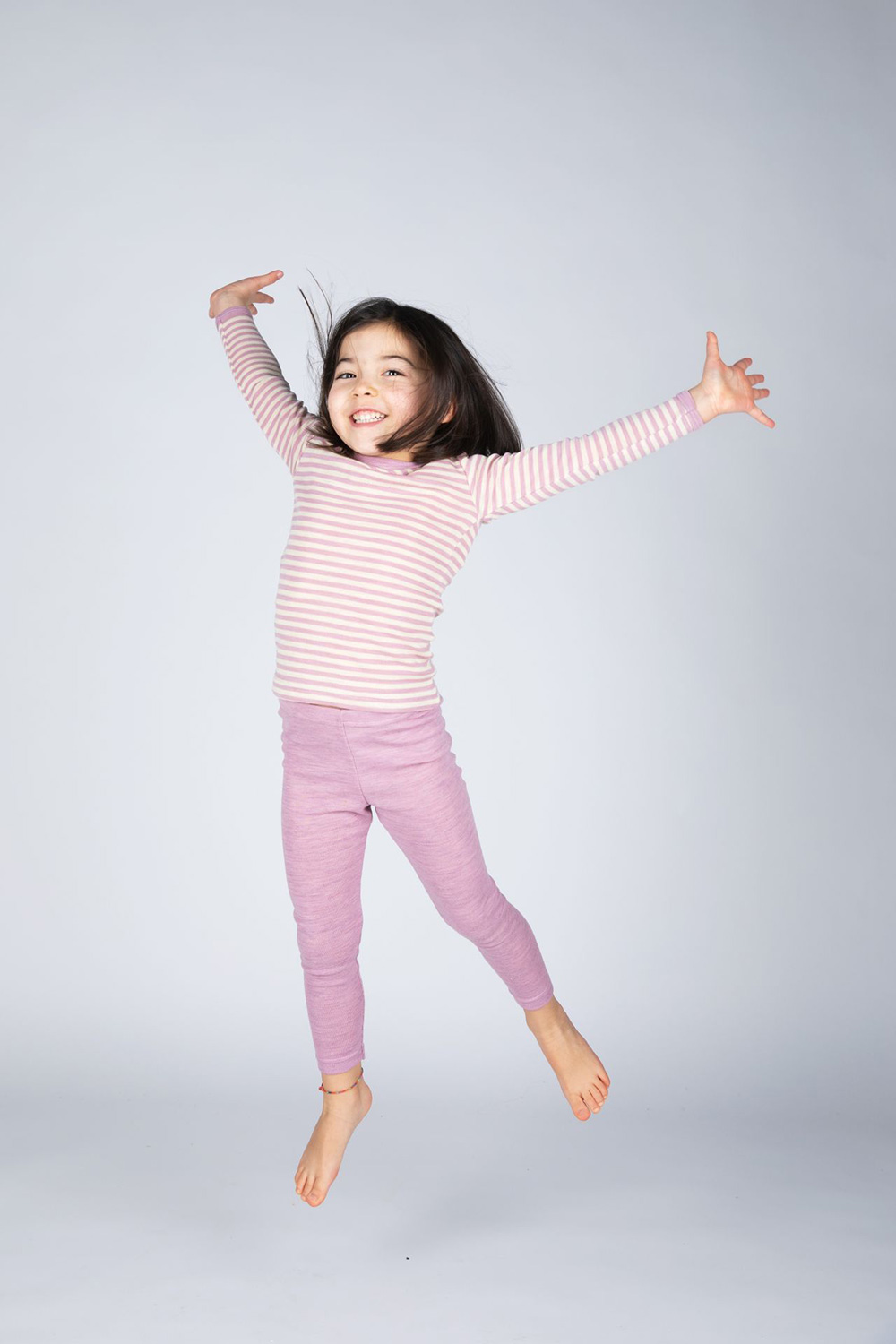 Kid Long Sleeve Wool Shirt - Rose Stripes