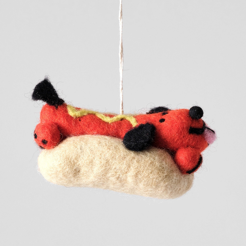 Hanging Felt Ornament - Frank, Hotdog Dog