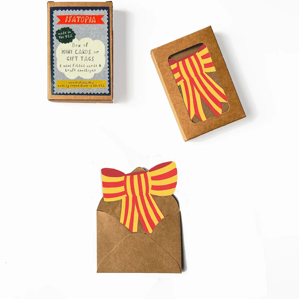 Stripy Bow Mini Cards - Set of 6