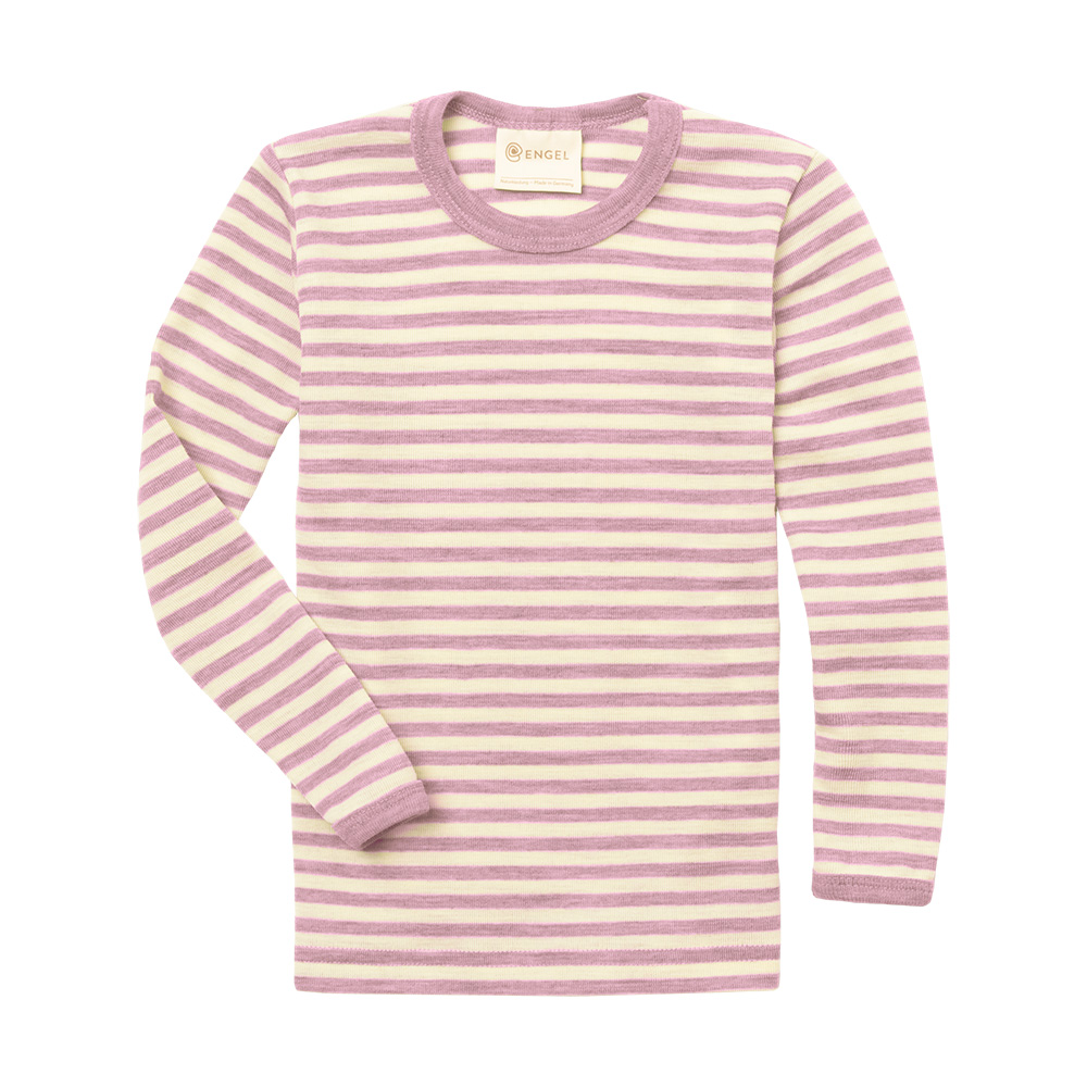 Kid Long Sleeve Wool Shirt - Rose Stripes