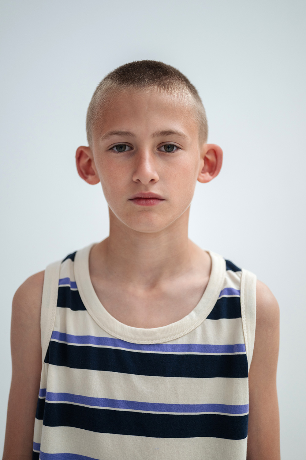 Singlet - Cream Teal Glacier Stripe