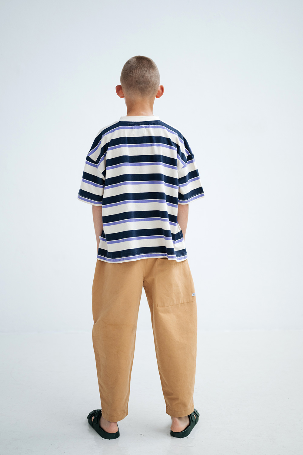 Boxy Tee - Cream Teal Glacier Stripe
