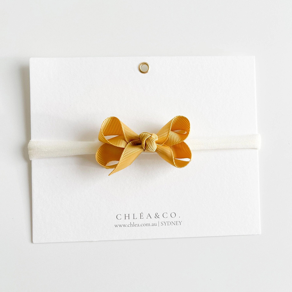Petite Emilia Ribbon Bow Headband - Marigold