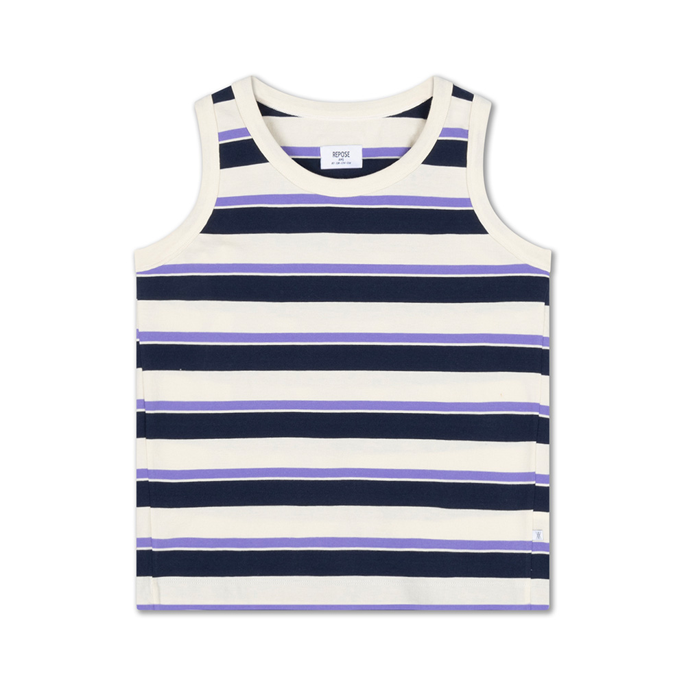 Singlet - Cream Teal Glacier Stripe