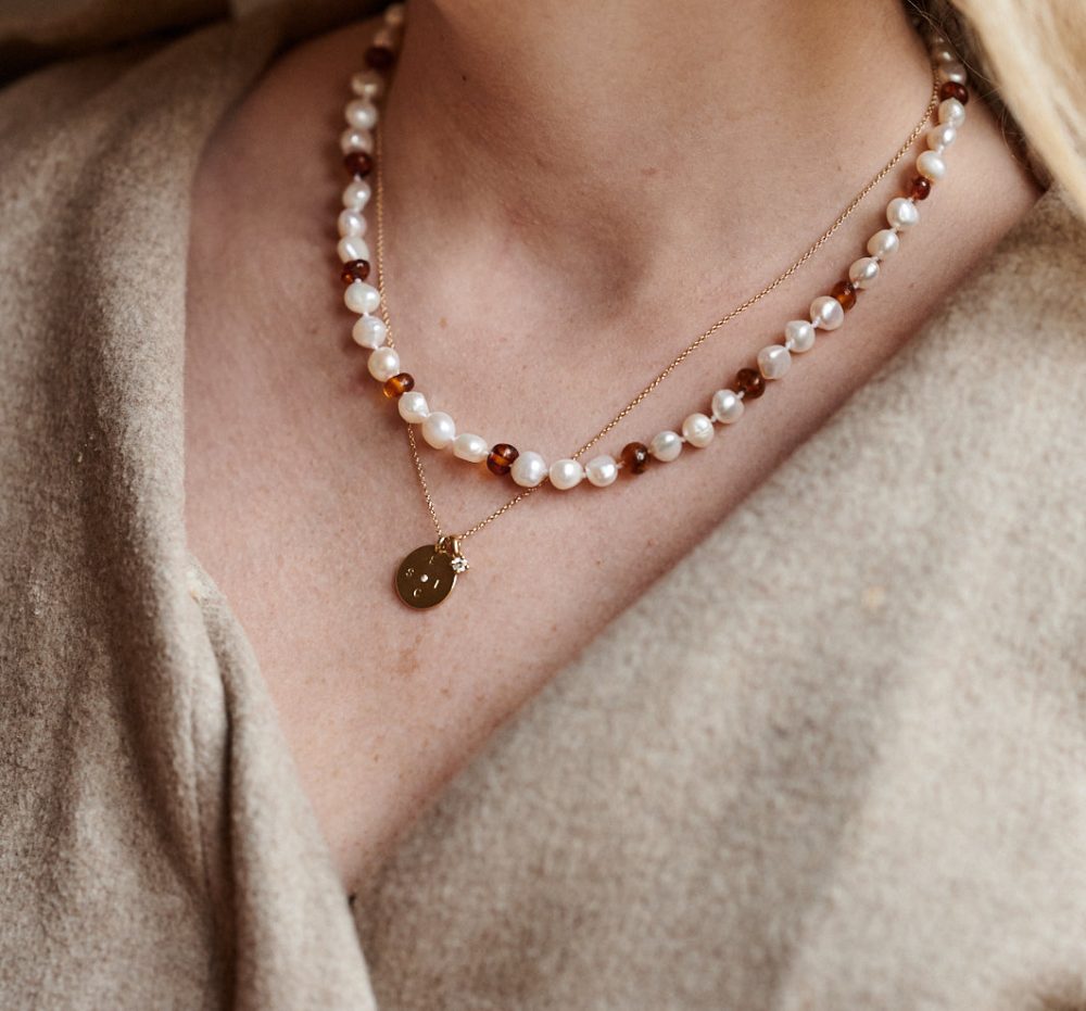 Adult Necklace - Pearly Caramel