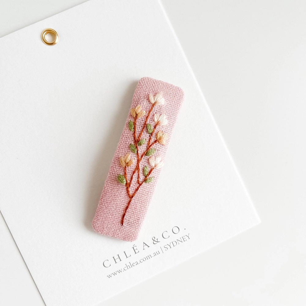 Spring Flower Embroidered Hair Clip