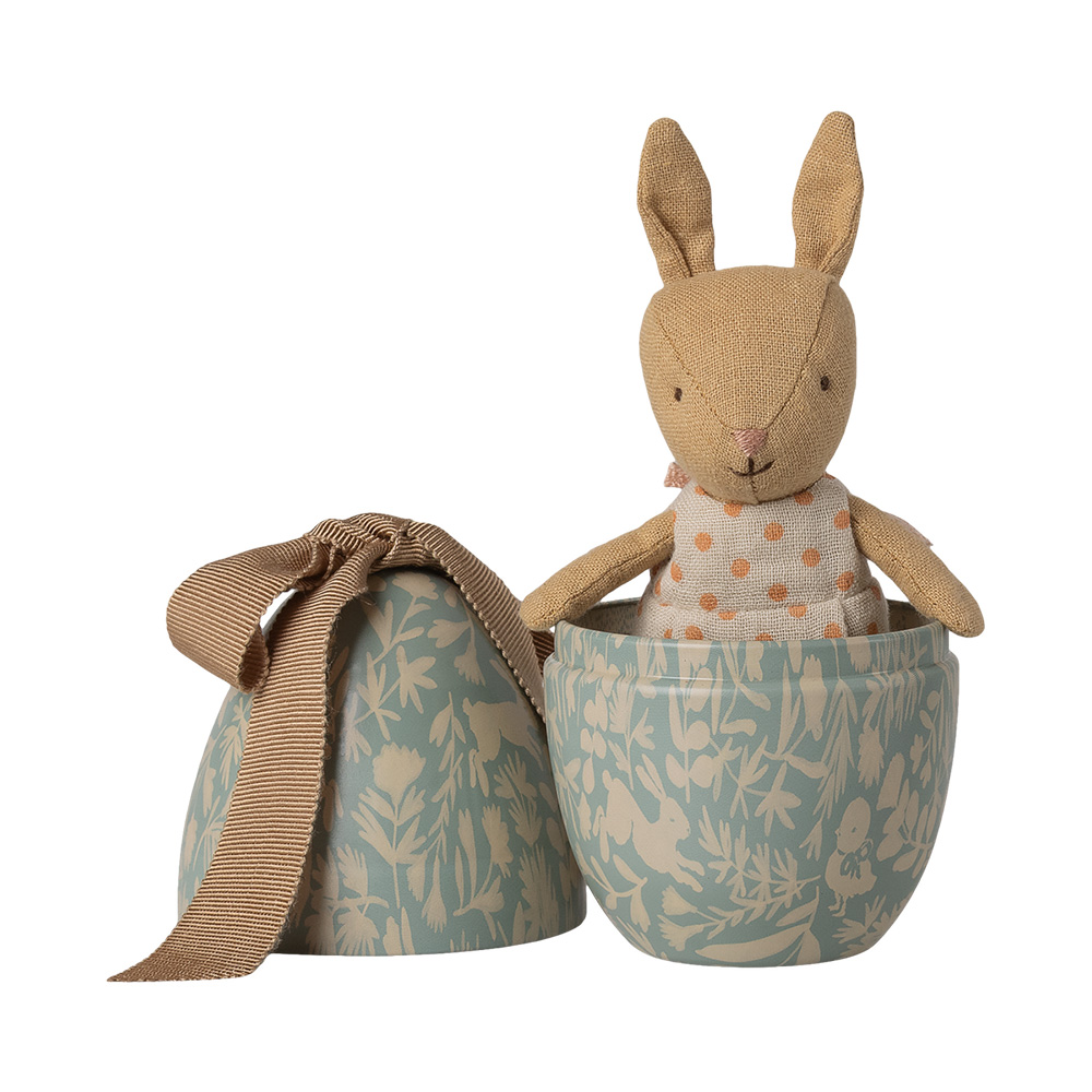 Easter Egg with Micro Rabbit - Dusty Blue