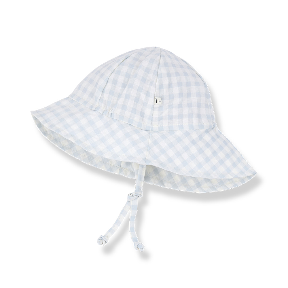 Egas Gingham Seersucker Summer Hat - Misty Blue