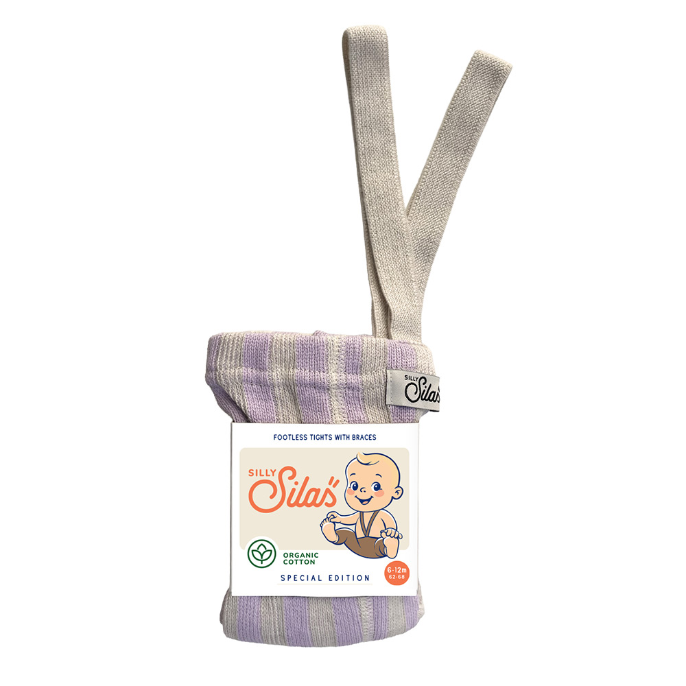Silly Silas Footless Special Cotton Tights - Lavender x Cream Striped