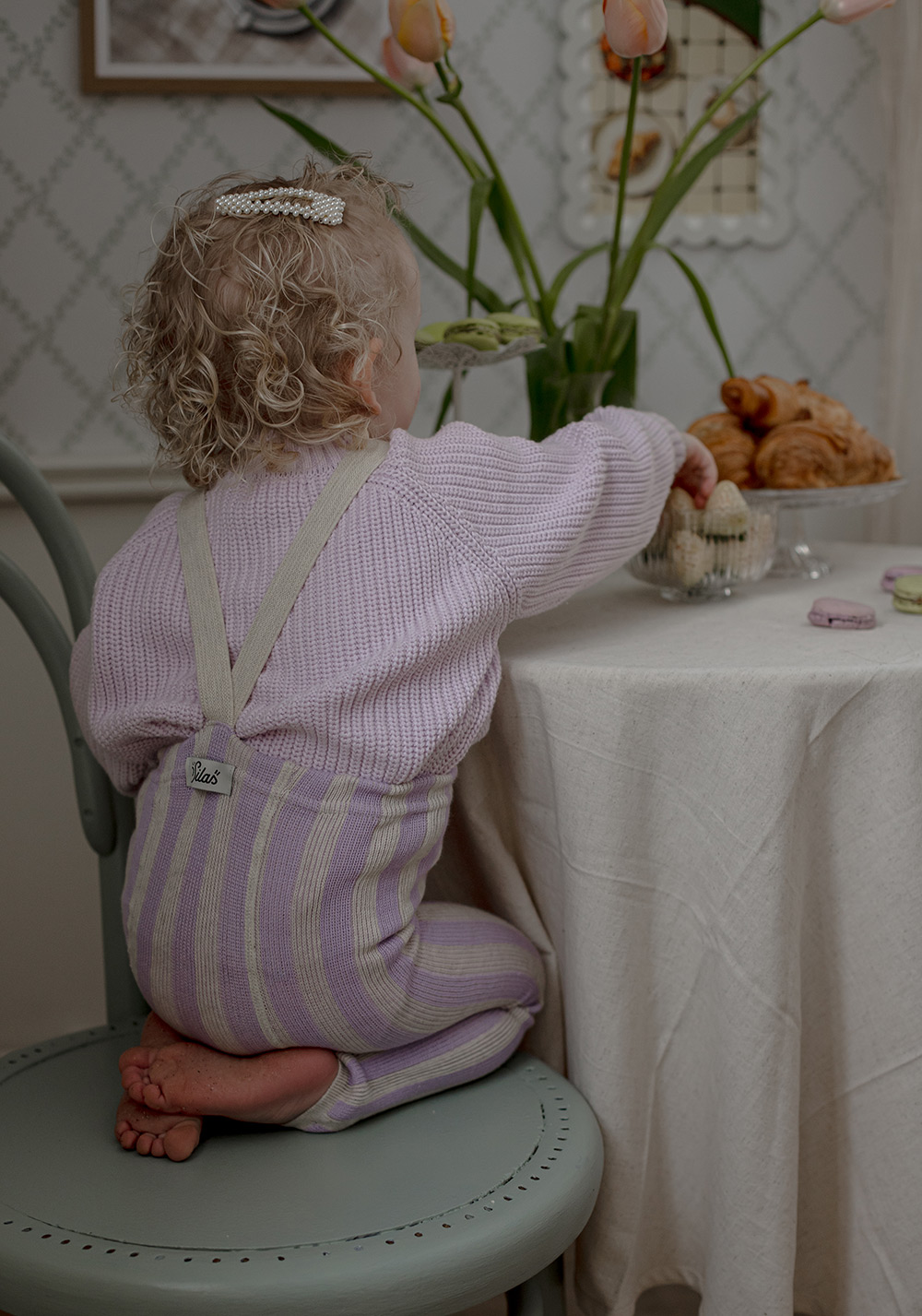 Silly Silas Footless Special Cotton Tights - Lavender x Cream Striped