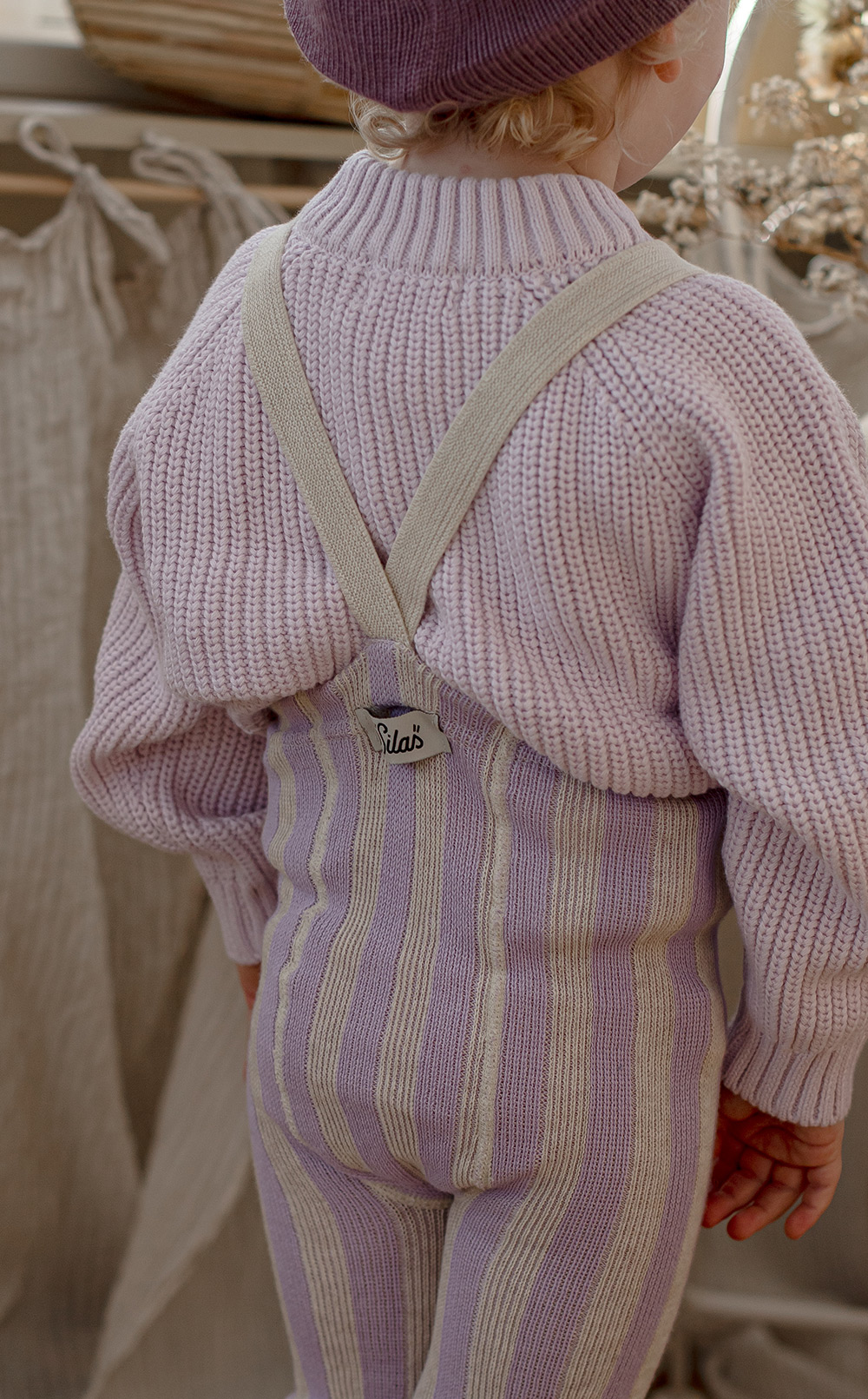 Silly Silas Footless Special Cotton Tights - Lavender x Cream Striped