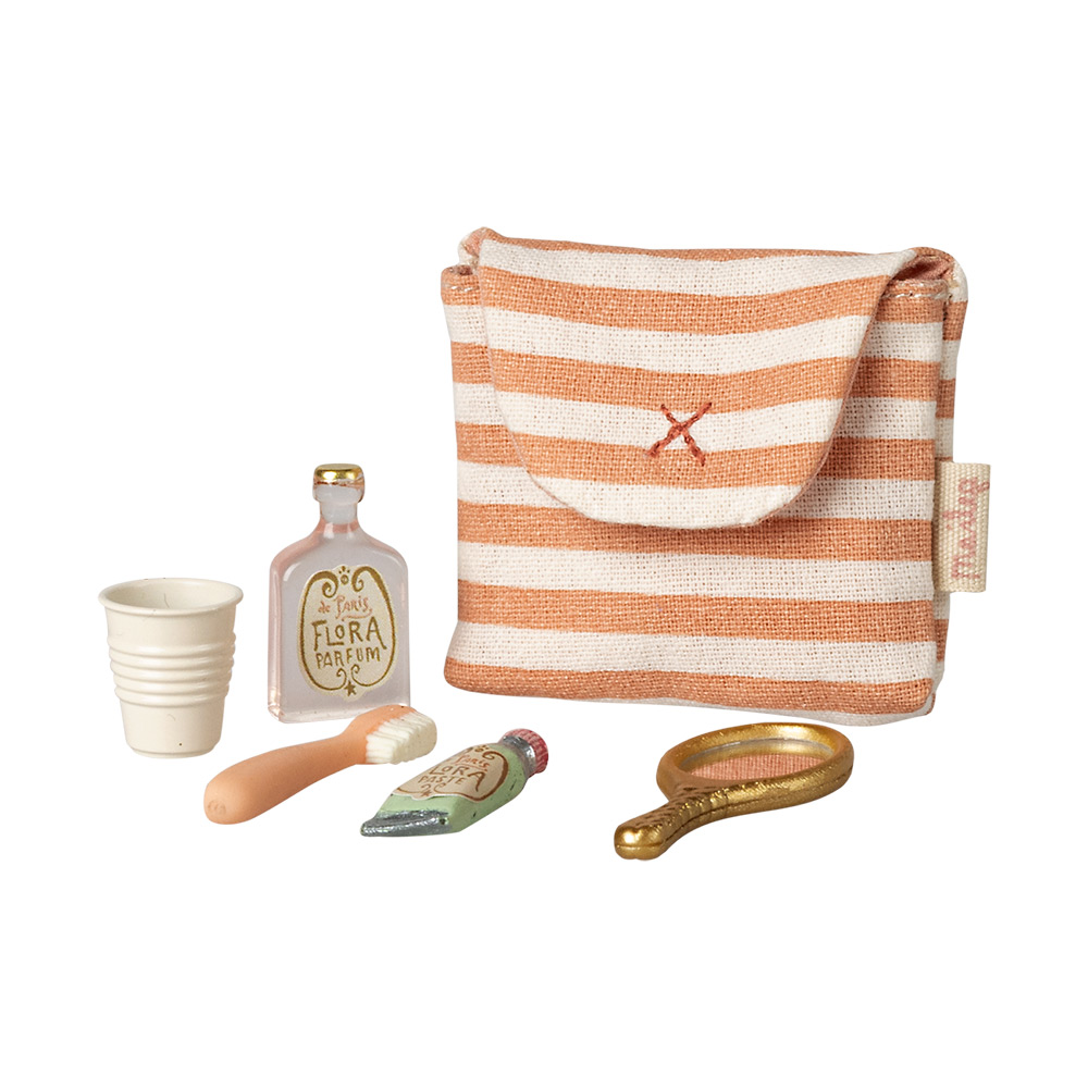 Toothbrush Set in Bag, Mouse - Coral Stripe