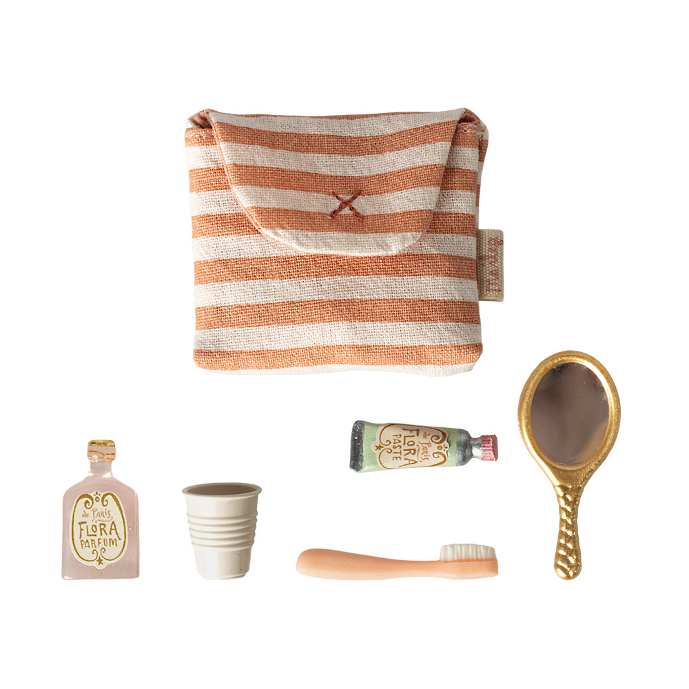 Toothbrush Set in Bag, Mouse - Coral Stripe