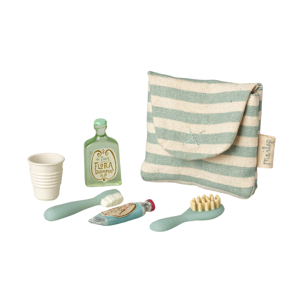 Toothbrush Set in Bag, Mouse - Blue Stripe