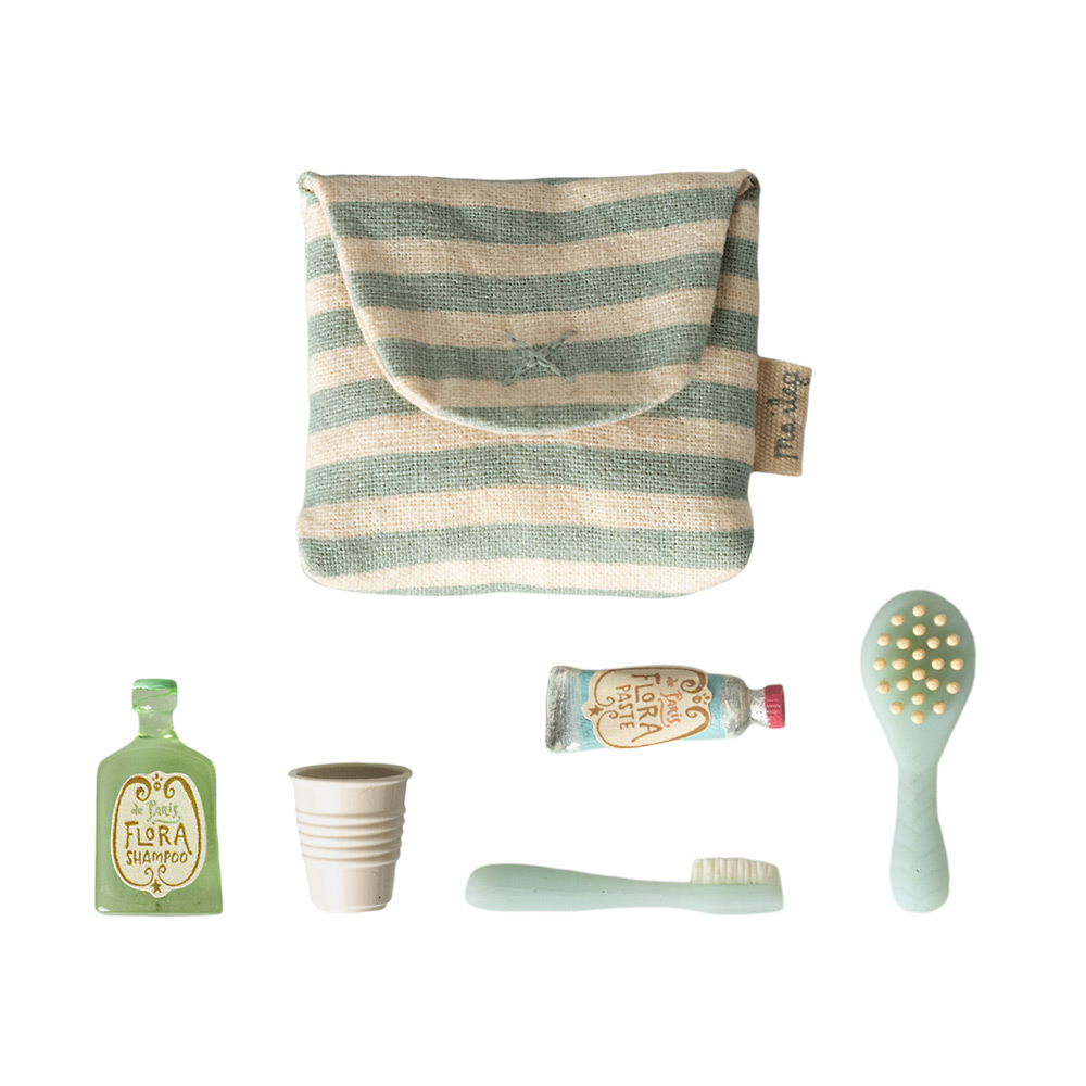 Toothbrush Set in Bag, Mouse - Blue Stripe