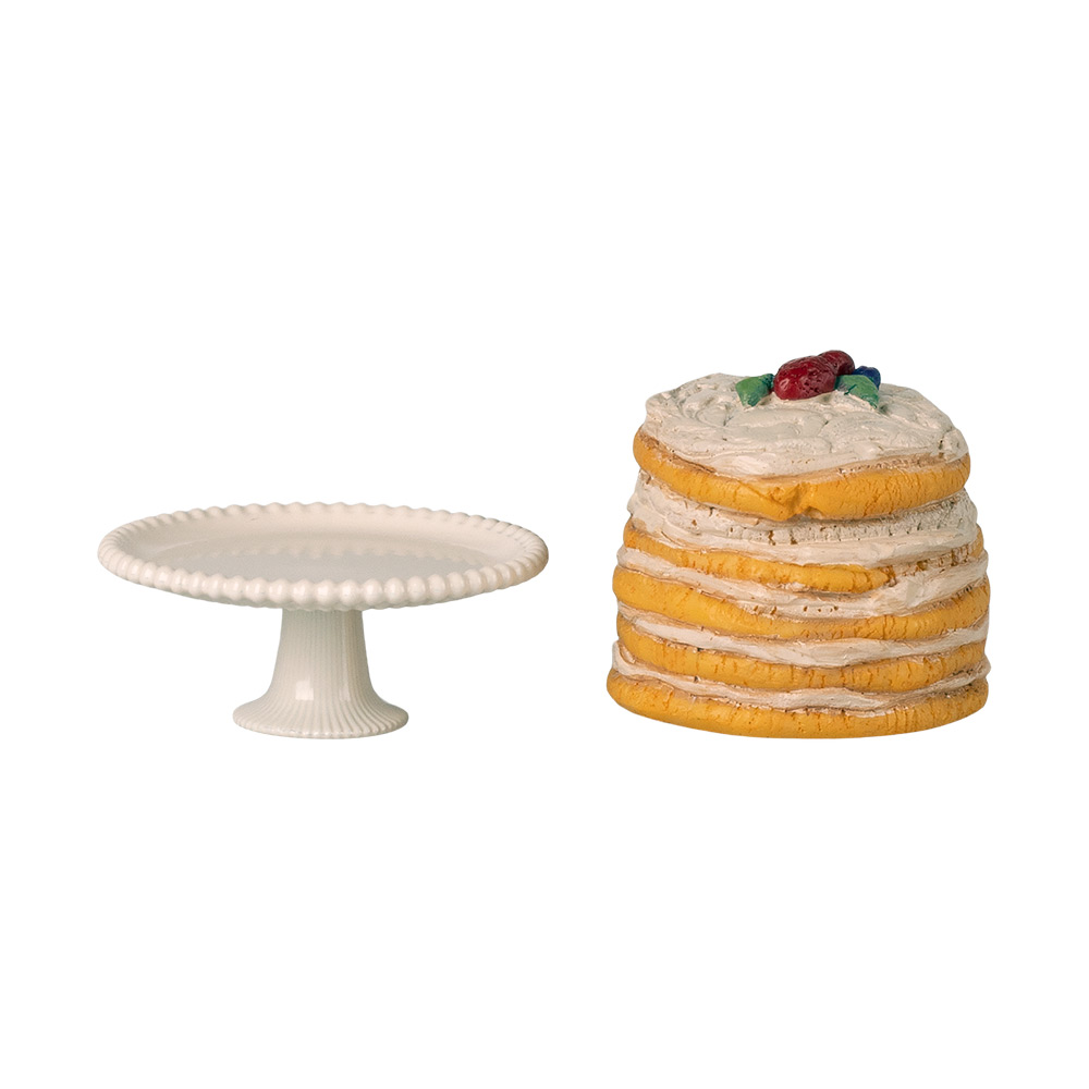 Party Cake and Cake Stand, Mouse - Off white