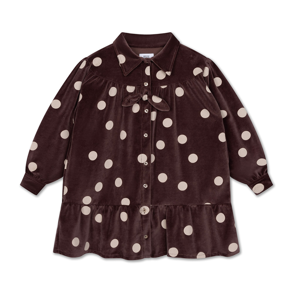 Bow Dress - Chocolate Polka Dot