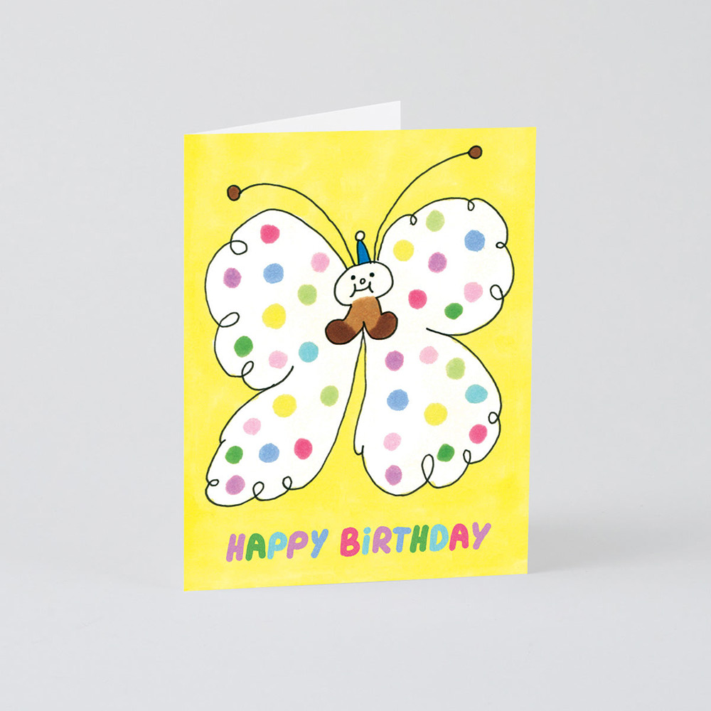 Happy Birthday Spotty Butterfly Kids Birthday Card