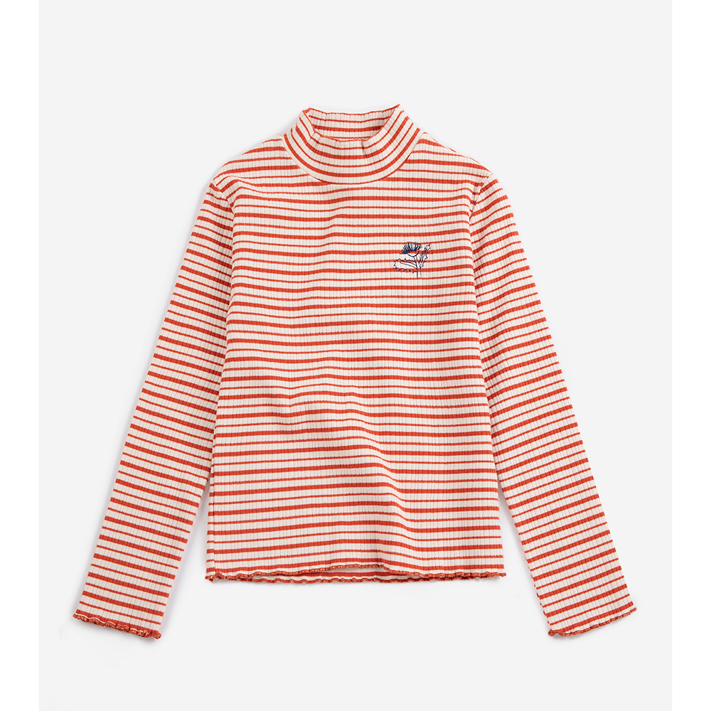 Energy Flower Stripes Turtleneck T-Shirt