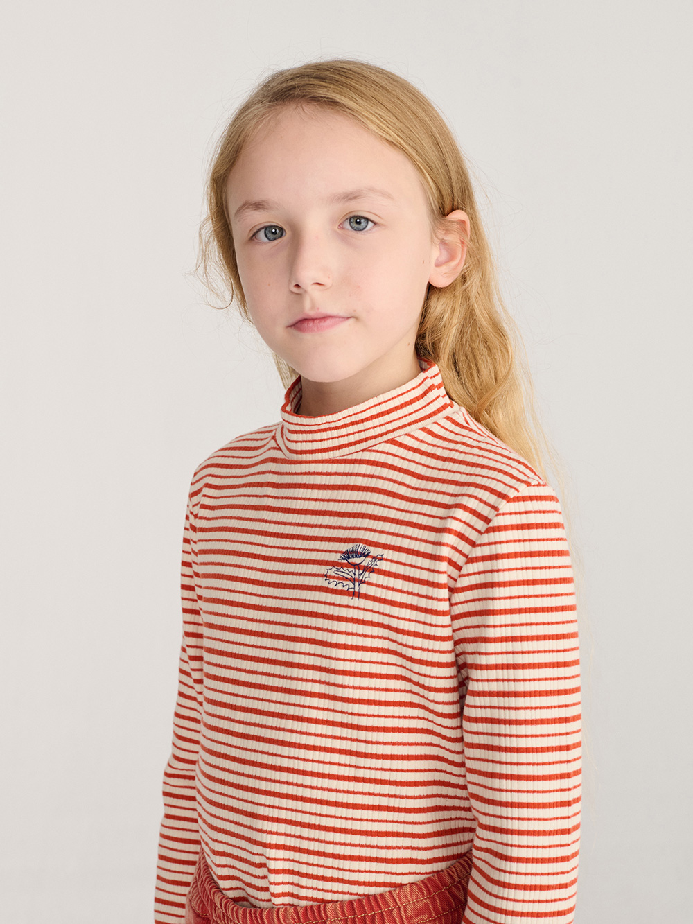 Energy Flower Stripes Turtleneck T-Shirt