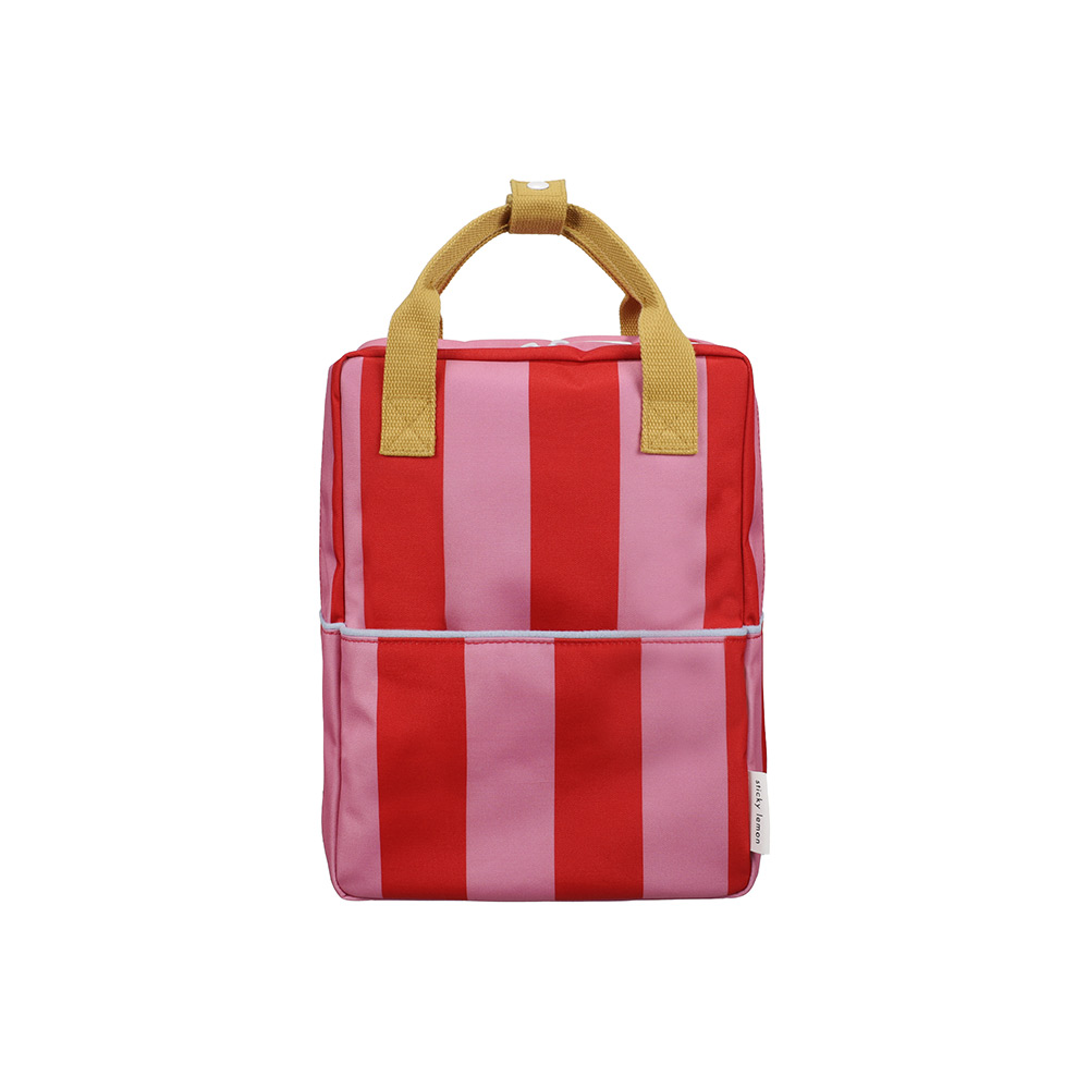 Sticky Lemon Stripe Backpack Medium - Red Apple + Rosebay Pink Stripes
